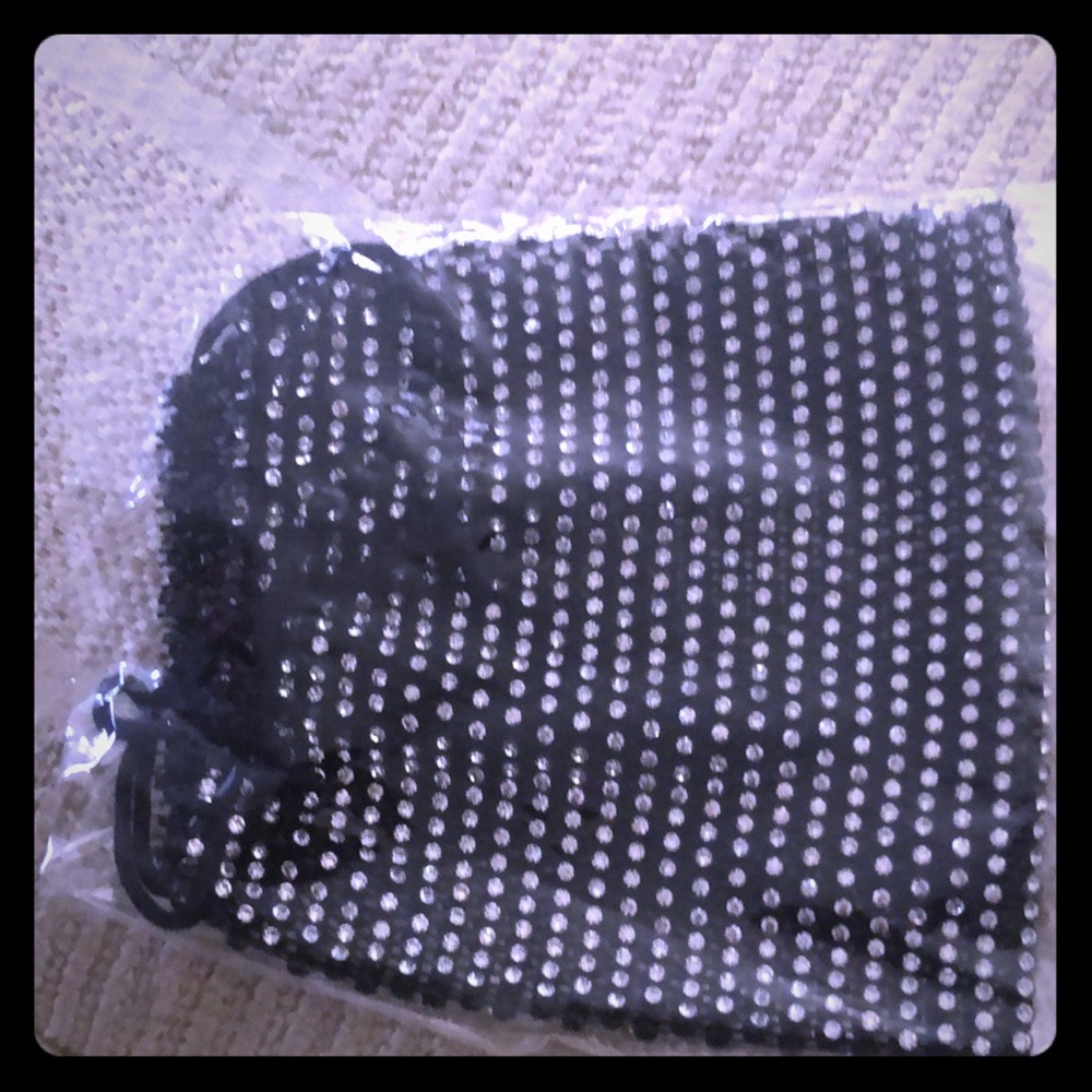 Sparkly Rhinestone Mesh Mask Black Decorative